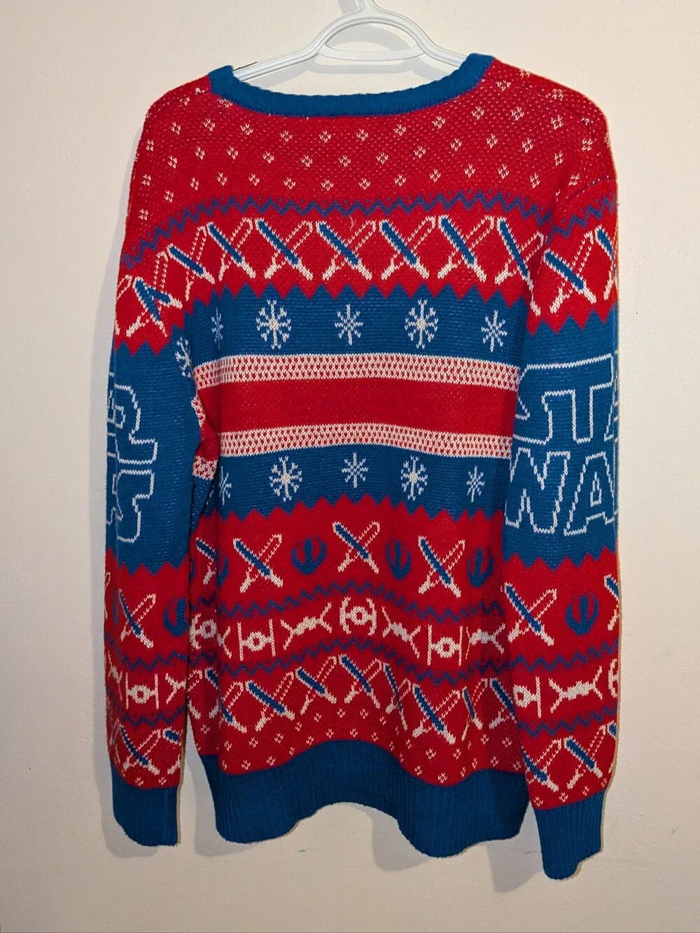 Star Wars Men's Red and Blue Holiday Crewneck Sweater